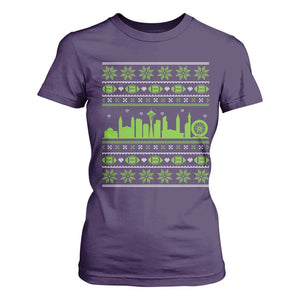 Seattle Skyline Game Day T Shirt For Women Ugly Christmas Football Fan Gift TS12 Purple Print Your Wear
