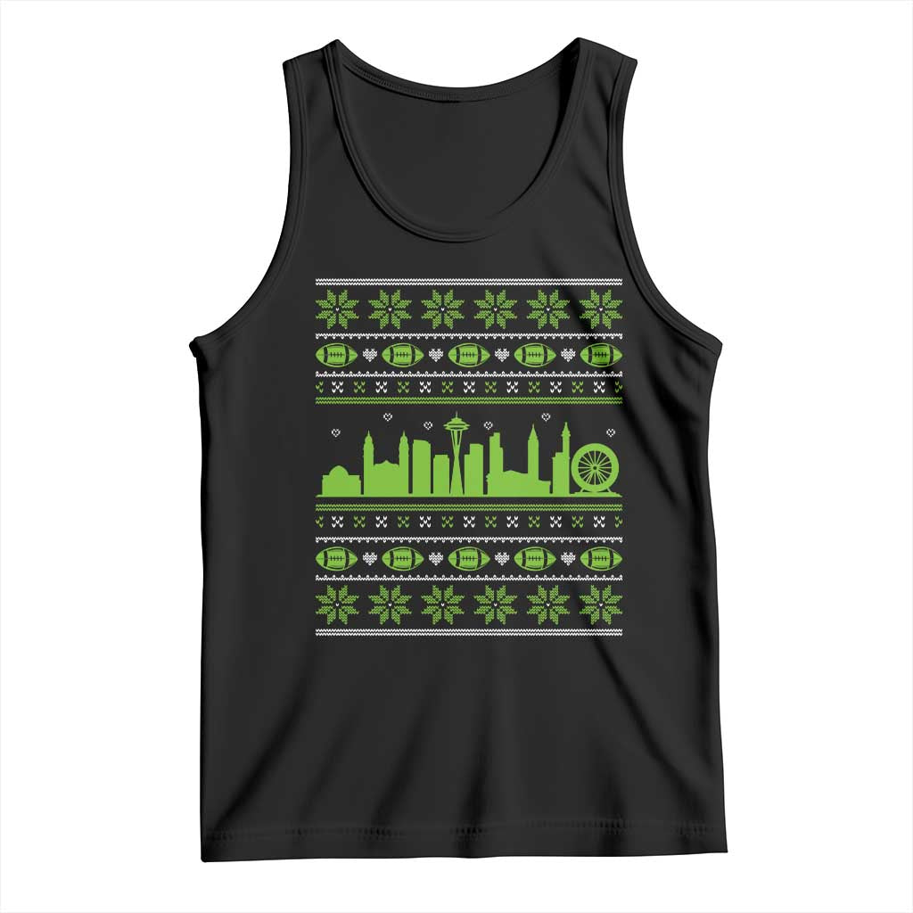 Seattle Skyline Game Day Tank Top Ugly Christmas Football Fan Gift TS12 Black Print Your Wear