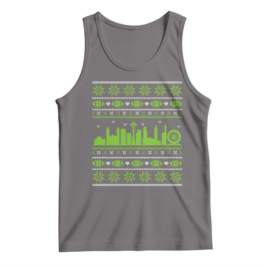 Seattle Skyline Game Day Tank Top Ugly Christmas Football Fan Gift TS12 Deep Heather Print Your Wear