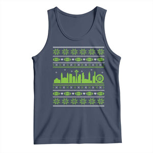 Seattle Skyline Game Day Tank Top Ugly Christmas Football Fan Gift TS12 Navy Print Your Wear