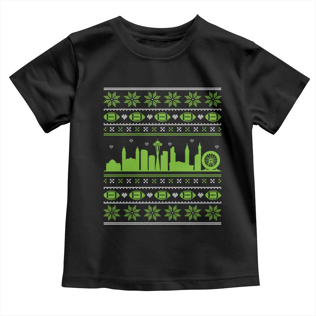 Seattle Skyline Game Day Toddler T Shirt Ugly Christmas Football Fan Gift TS12 Black Print Your Wear