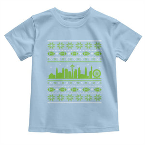 Seattle Skyline Game Day Toddler T Shirt Ugly Christmas Football Fan Gift TS12 Light Blue Print Your Wear