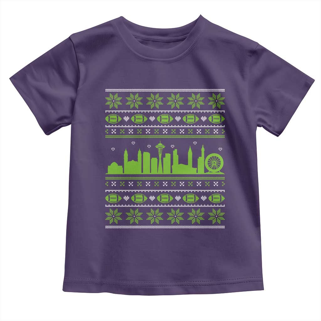 Seattle Skyline Game Day Toddler T Shirt Ugly Christmas Football Fan Gift TS12 Purple Print Your Wear