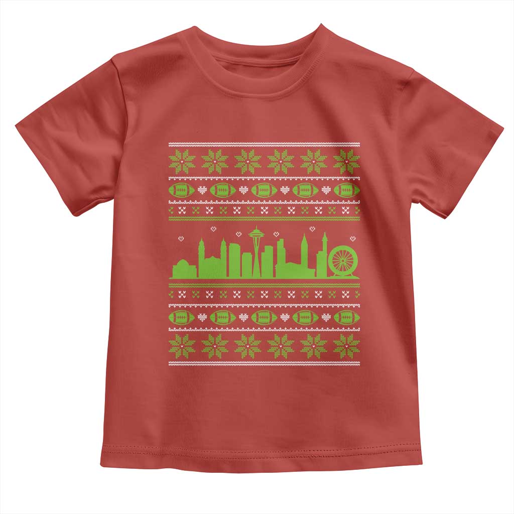 Seattle Skyline Game Day Toddler T Shirt Ugly Christmas Football Fan Gift TS12 Red Print Your Wear