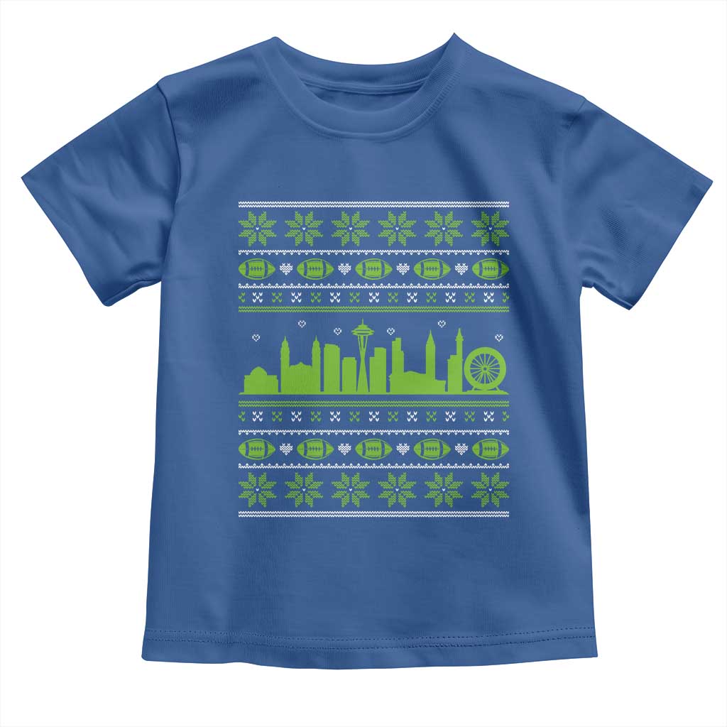 Seattle Skyline Game Day Toddler T Shirt Ugly Christmas Football Fan Gift TS12 Royal Blue Print Your Wear