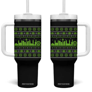 Seattle Skyline Game Day Tumbler With Handle Ugly Christmas Football Fan Gift TS12 One Size: 40 oz Black Print Your Wear