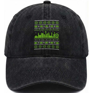 Seattle Skyline Game Day Washed Cotton Baseball Cap Ugly Christmas Football Fan Gift