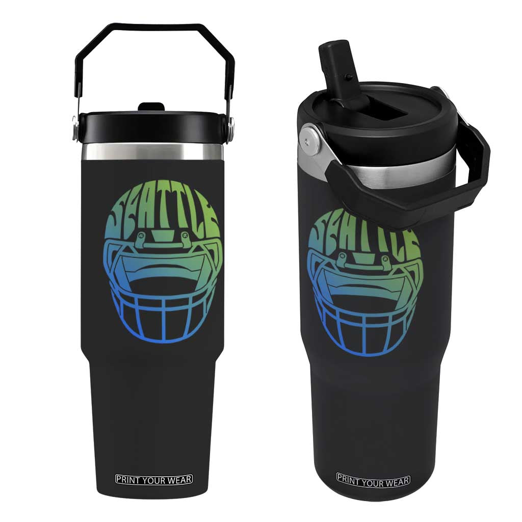 Seattle Northwest Fan Pride Flip Straw Tumbler Vintage Football Helmet Sports Graphic TS12 One Size: 30 oz Black Print Your Wear