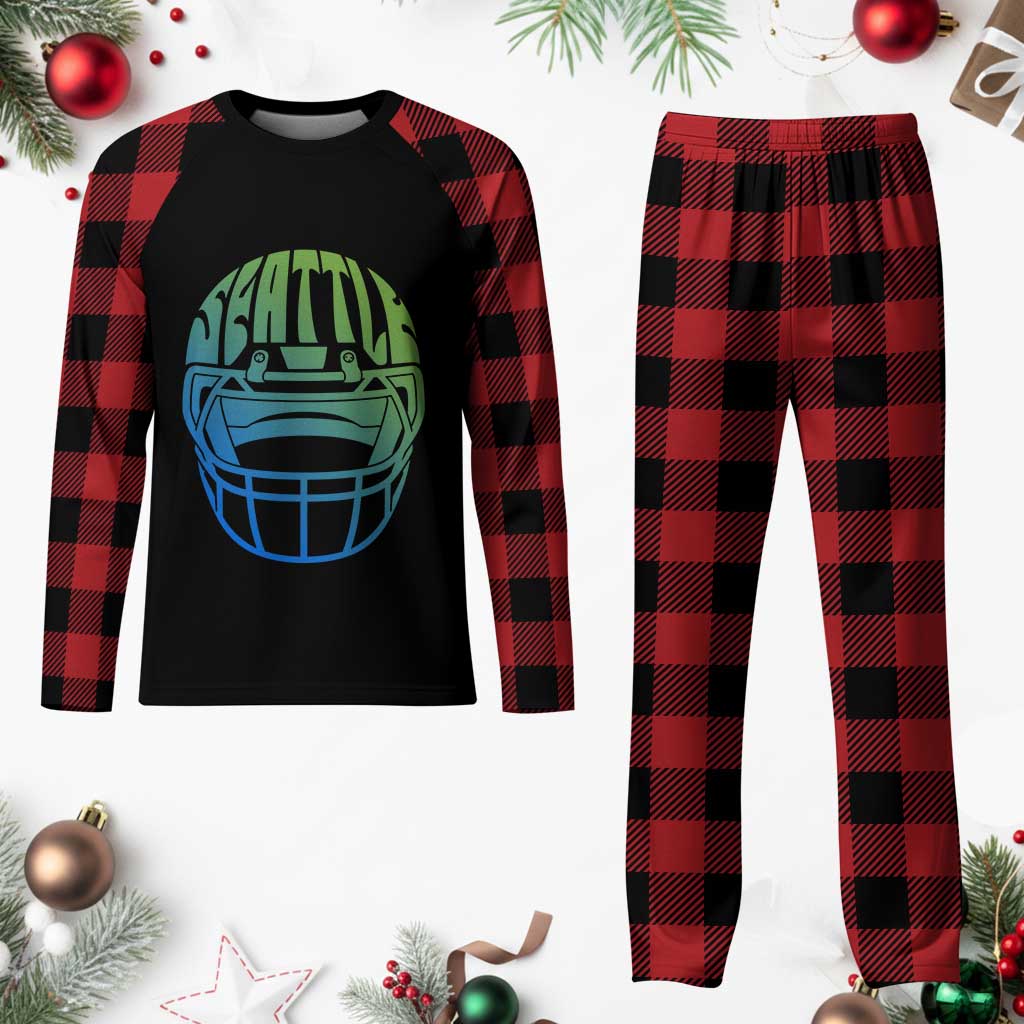 Seattle Northwest Fan Pride Plaid Pajama Set Vintage Football Helmet Sports Graphic TS12 Buffalo Plaid Print Your Wear