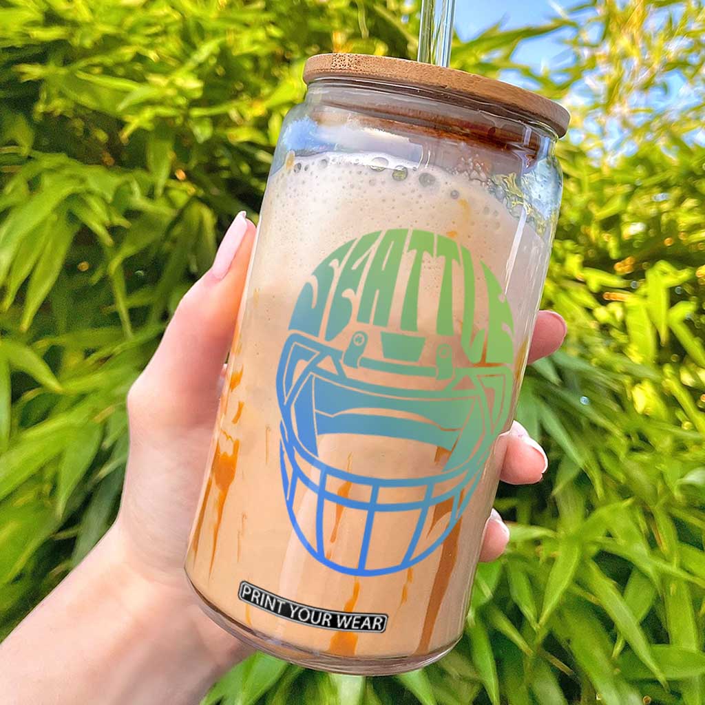 Seattle Northwest Fan Pride Glass Can Vintage Football Helmet Sports Graphic TS12 Black Print Your Wear