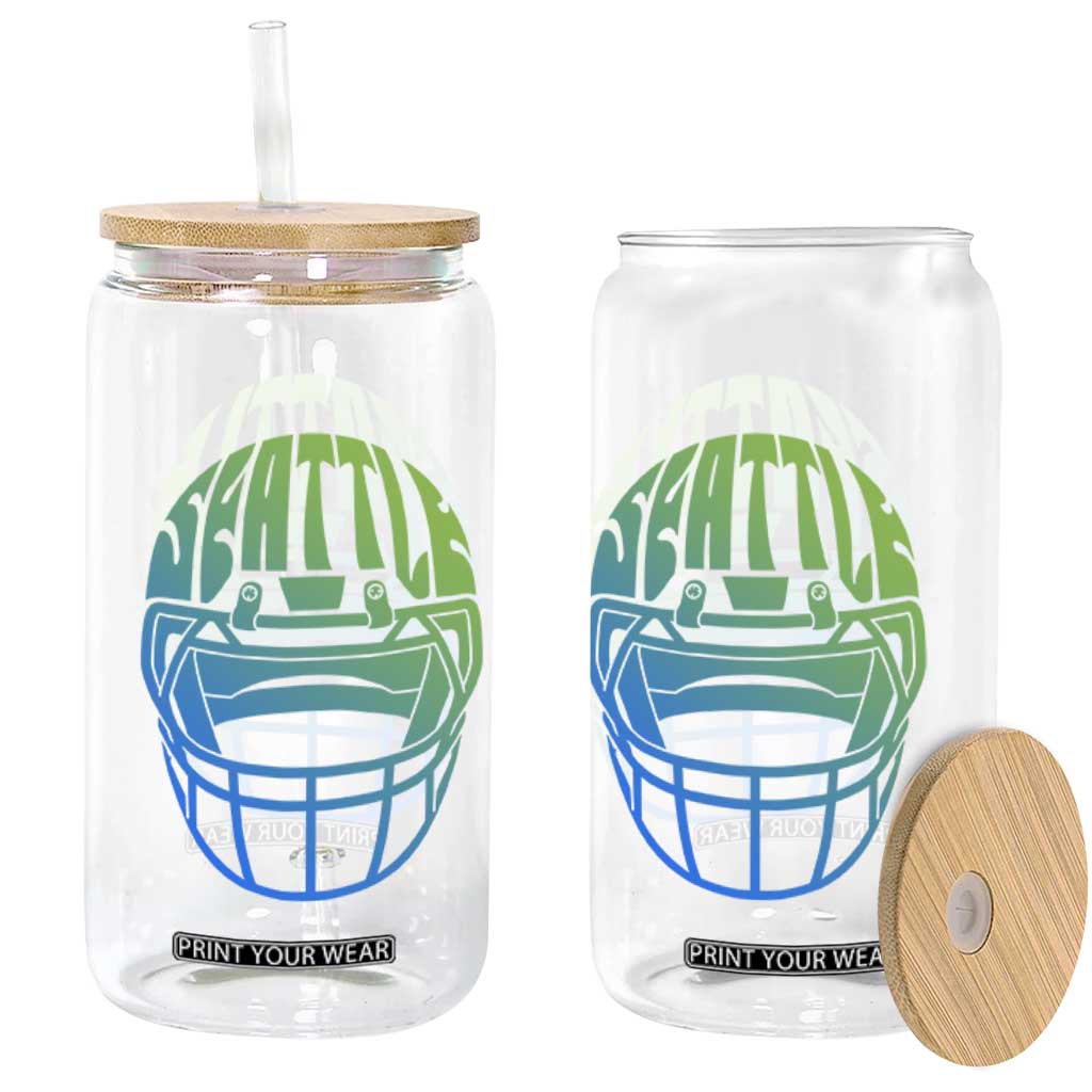 Seattle Northwest Fan Pride Glass Can Vintage Football Helmet Sports Graphic