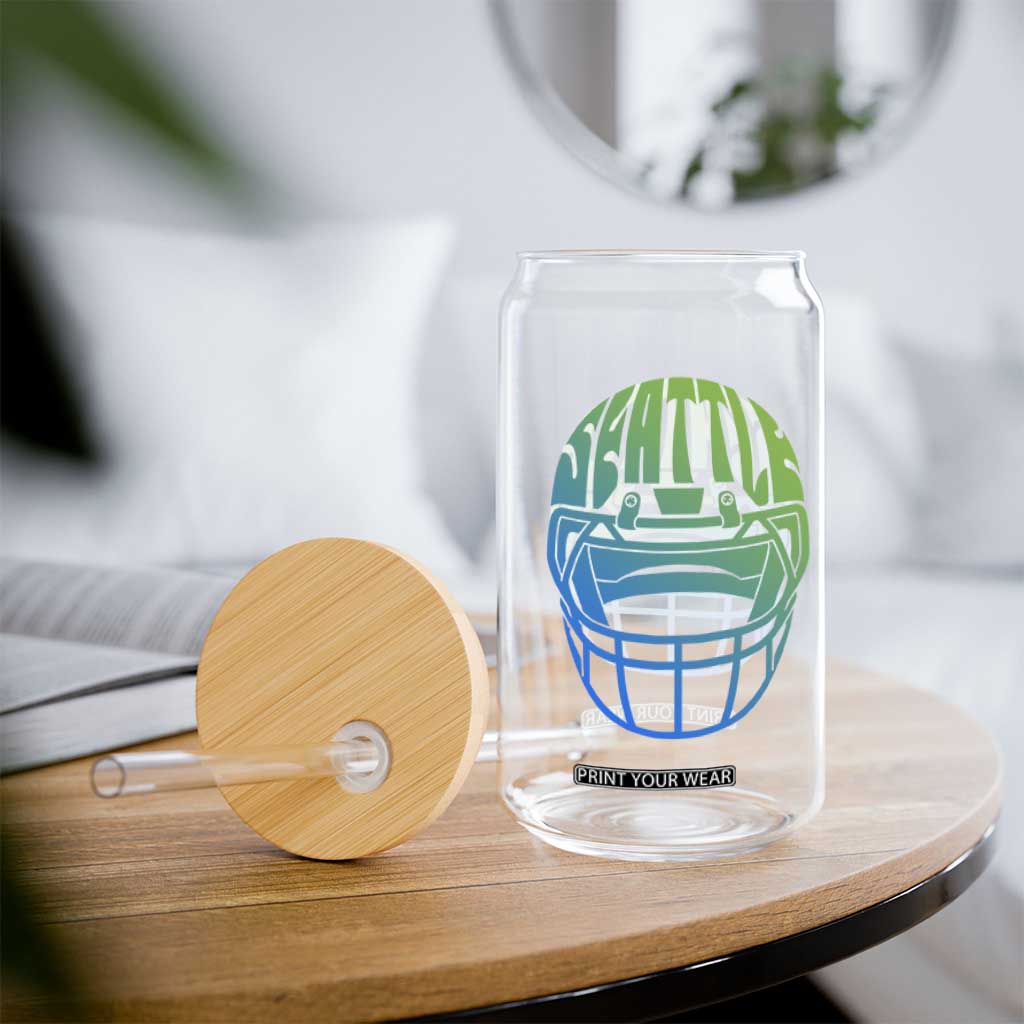Seattle Northwest Fan Pride Glass Can Vintage Football Helmet Sports Graphic