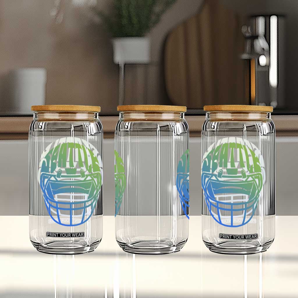 Seattle Northwest Fan Pride Glass Can Vintage Football Helmet Sports Graphic