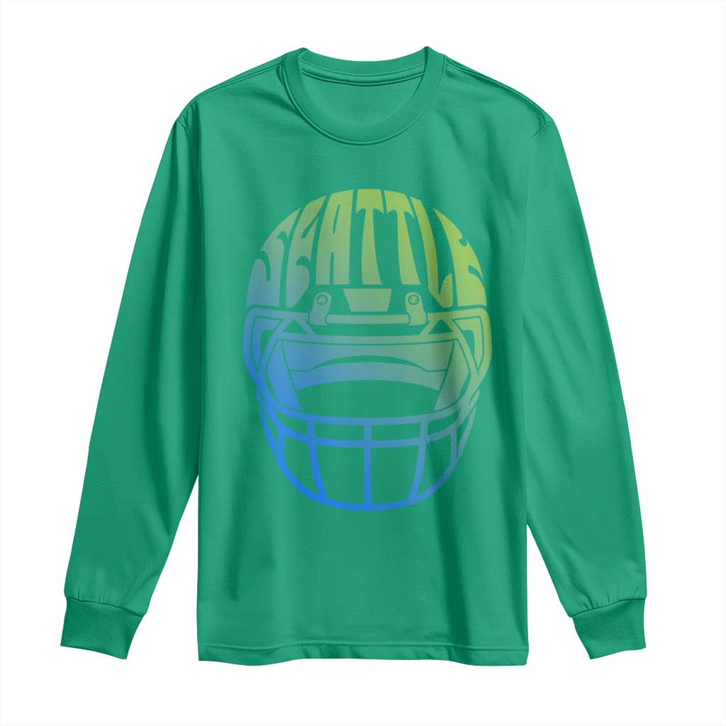 Seattle Northwest Fan Pride Long Sleeve Shirt Vintage Football Helmet Sports Graphic