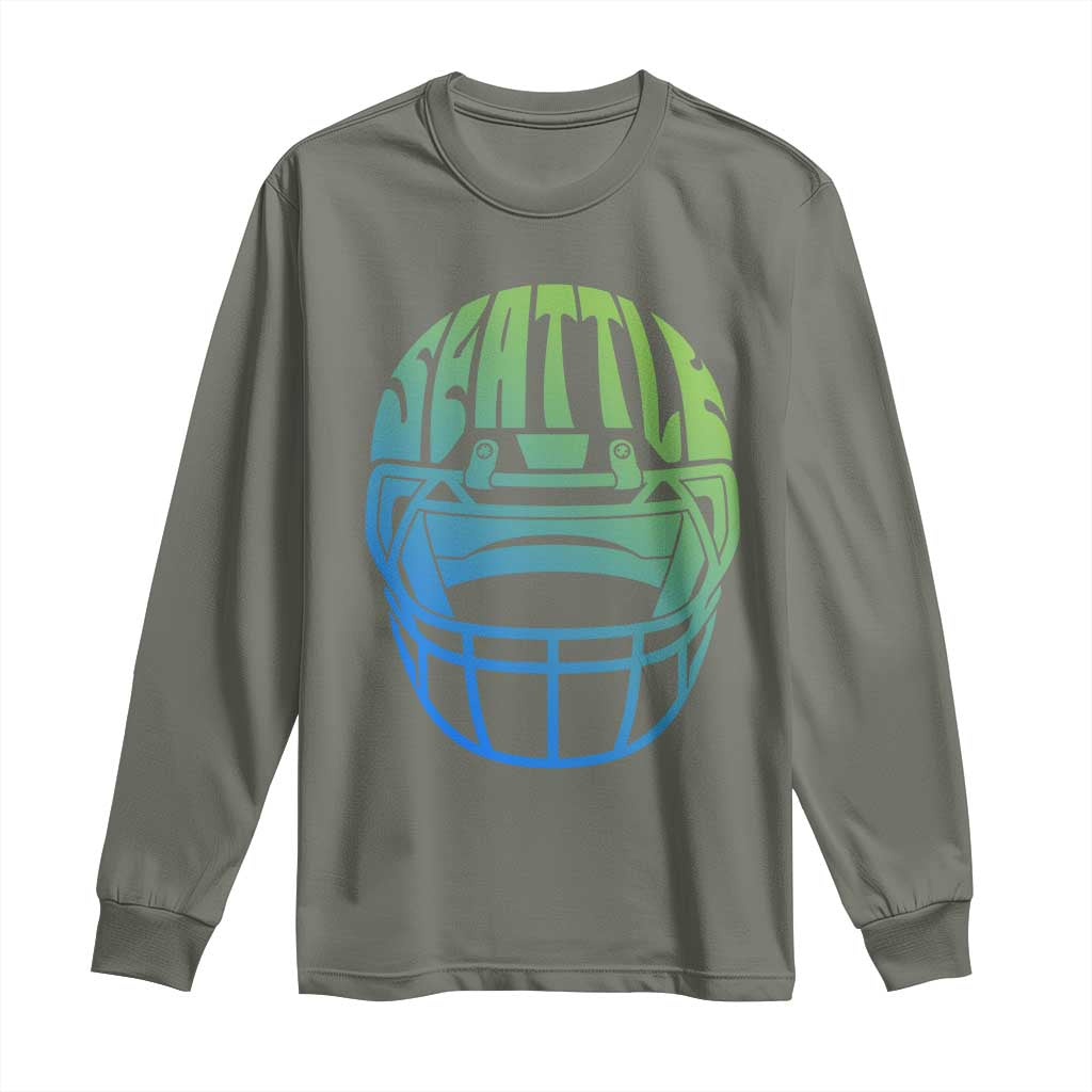 Seattle Northwest Fan Pride Long Sleeve Shirt Vintage Football Helmet Sports Graphic