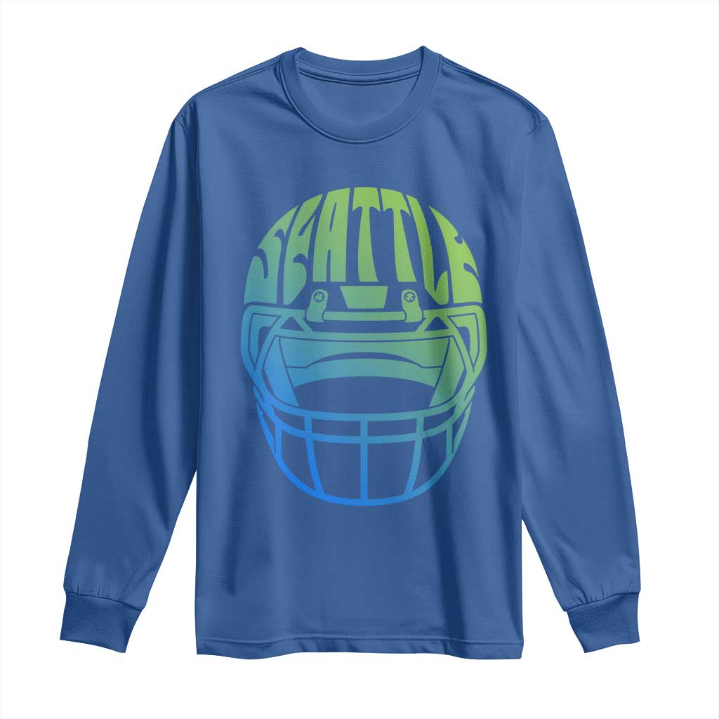Seattle Northwest Fan Pride Long Sleeve Shirt Vintage Football Helmet Sports Graphic TS12 Royal Blue Print Your Wear