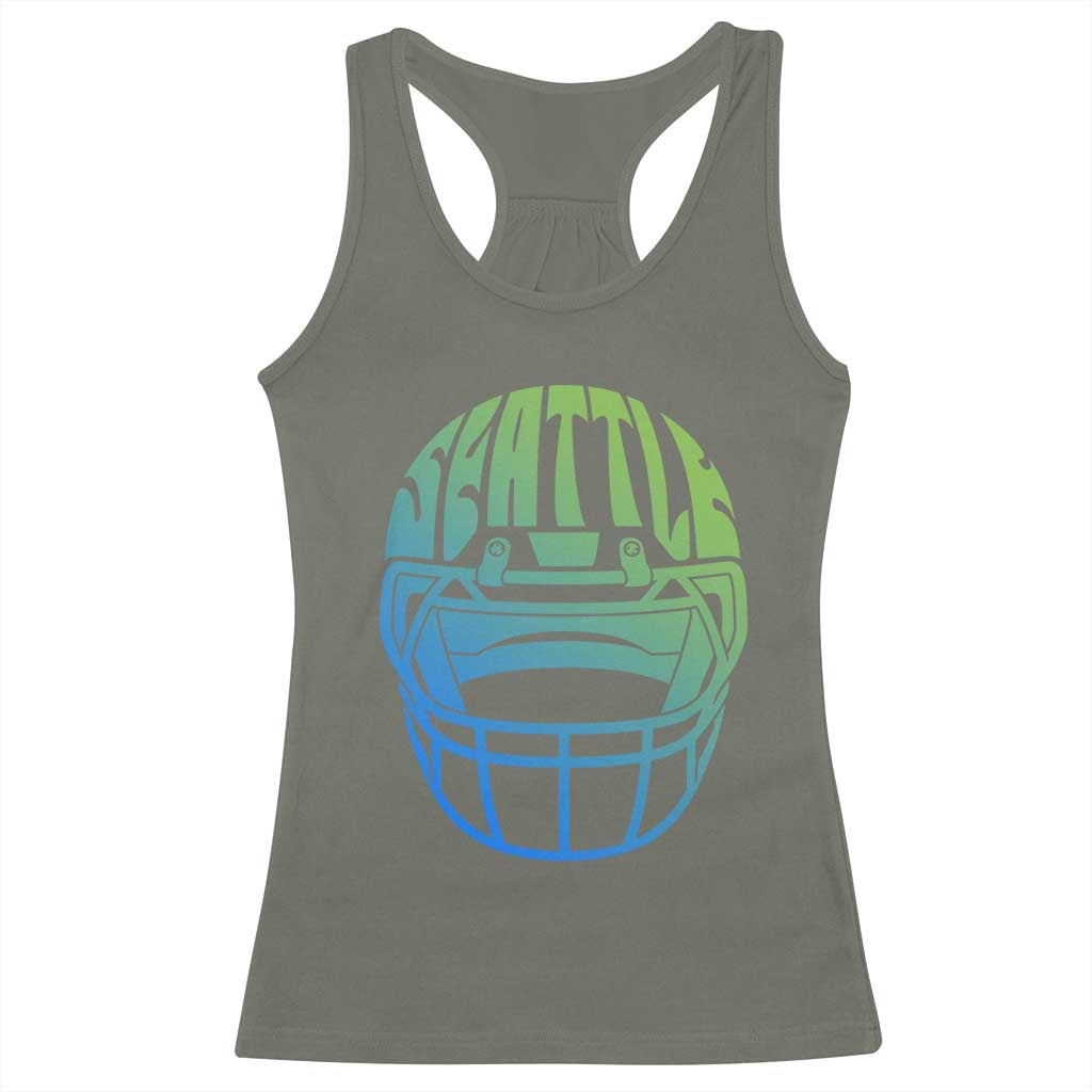 Seattle Northwest Fan Pride Racerback Tank Top Vintage Football Helmet Sports Graphic