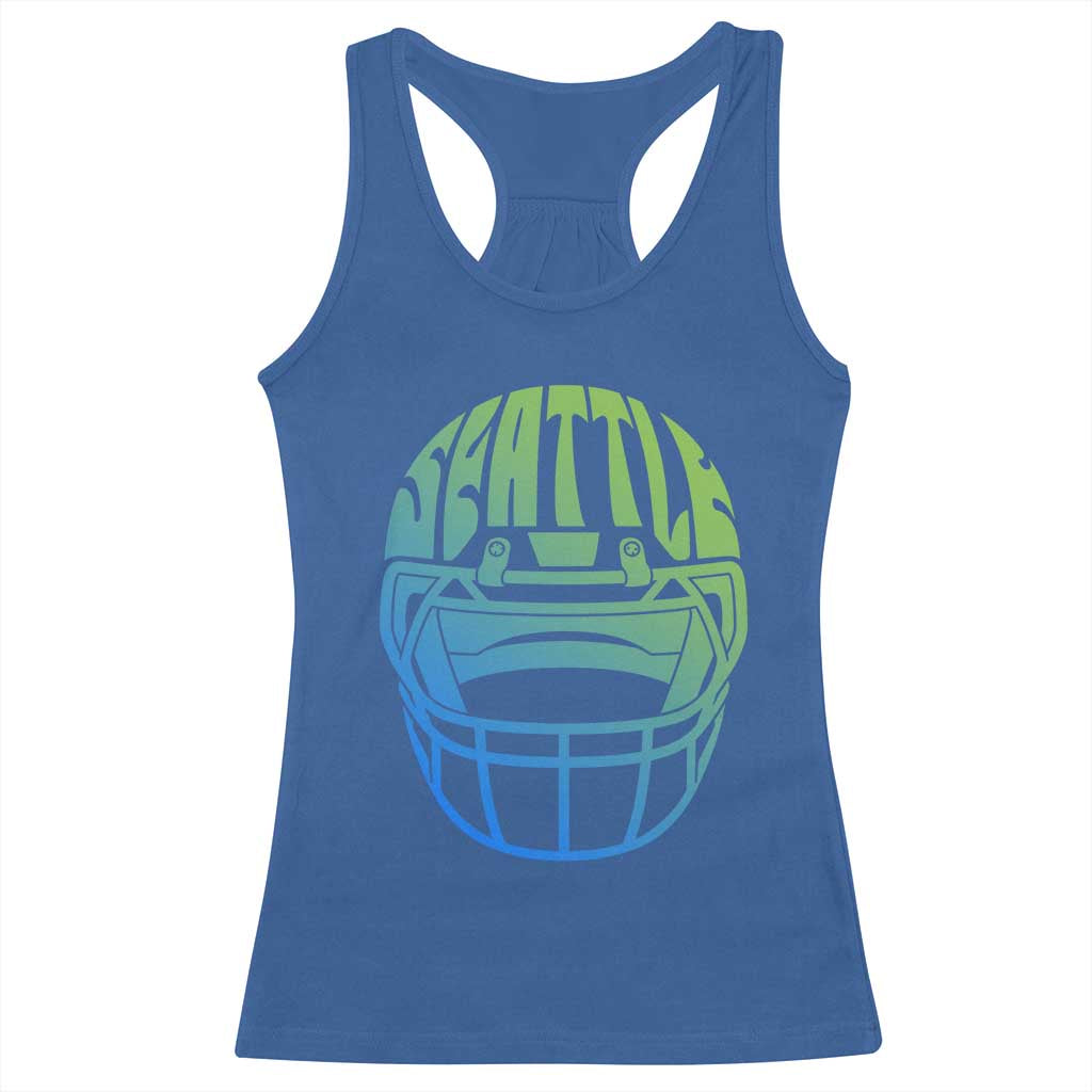 Seattle Northwest Fan Pride Racerback Tank Top Vintage Football Helmet Sports Graphic TS12 Royal Blue Print Your Wear