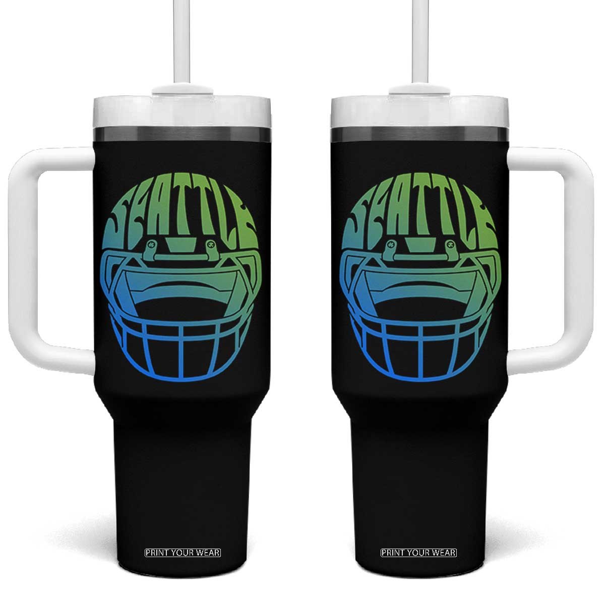 Seattle Northwest Fan Pride Tumbler With Handle Vintage Football Helmet Sports Graphic TS12 One Size: 40 oz Black Print Your Wear