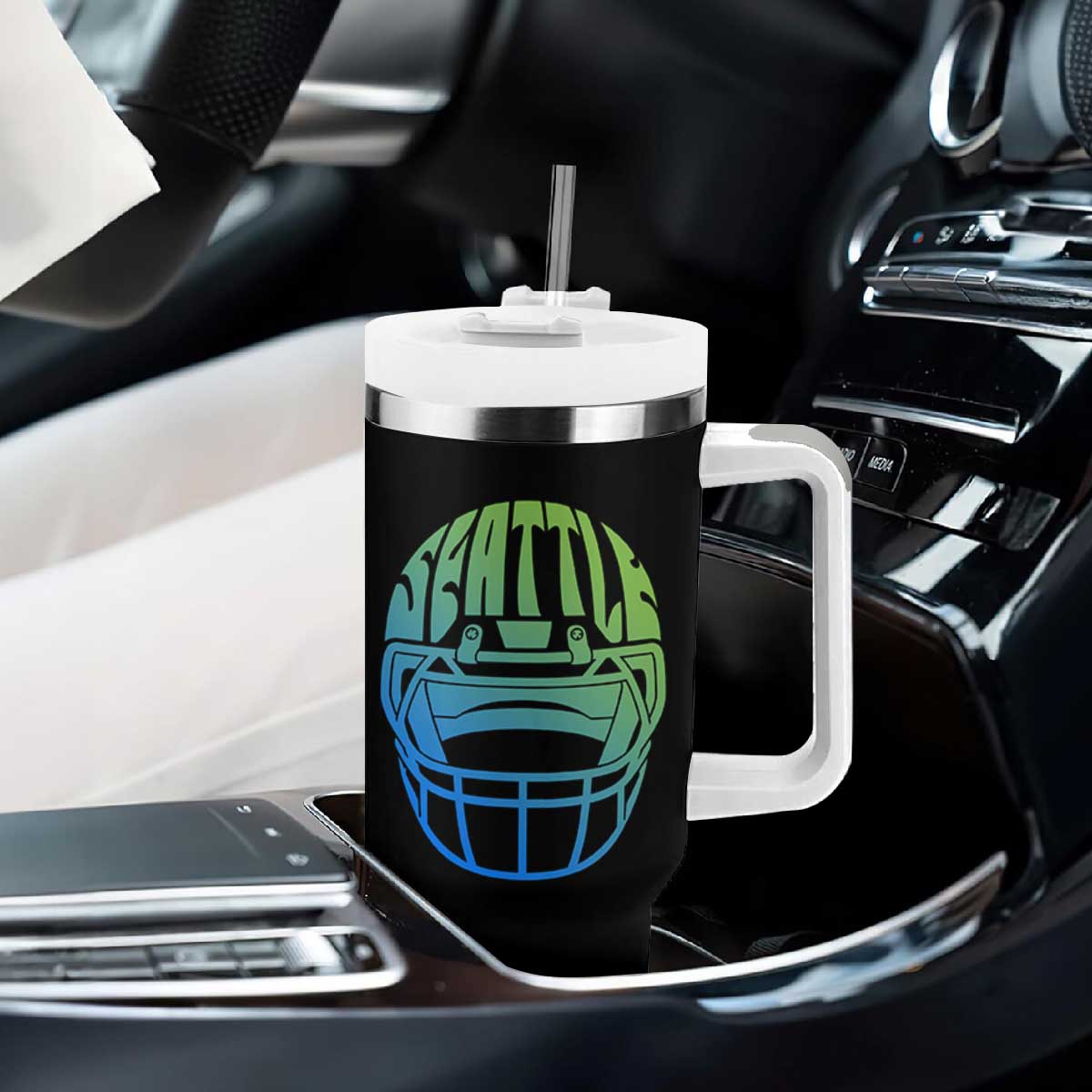 Seattle Northwest Fan Pride Tumbler With Handle Vintage Football Helmet Sports Graphic