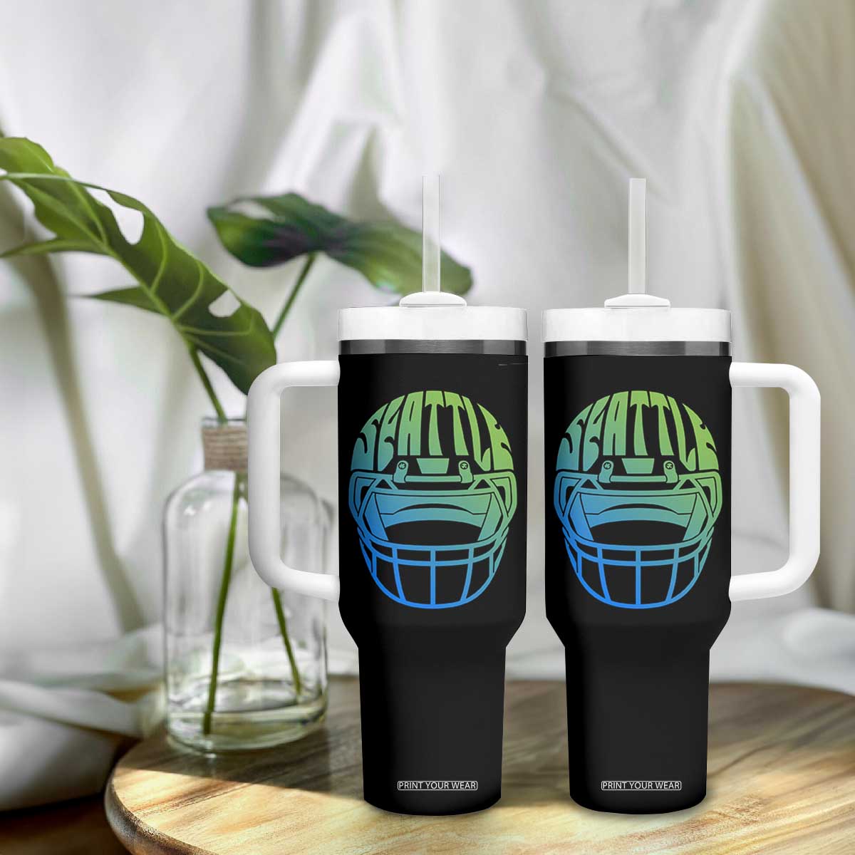 Seattle Northwest Fan Pride Tumbler With Handle Vintage Football Helmet Sports Graphic