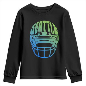 Seattle Northwest Fan Pride Youth Sweatshirt Vintage Football Helmet Sports Graphic