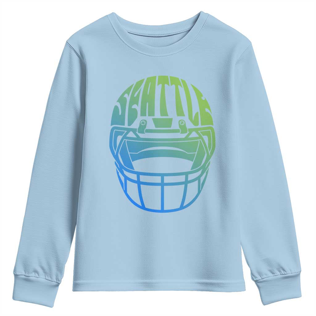 Seattle Northwest Fan Pride Youth Sweatshirt Vintage Football Helmet Sports Graphic