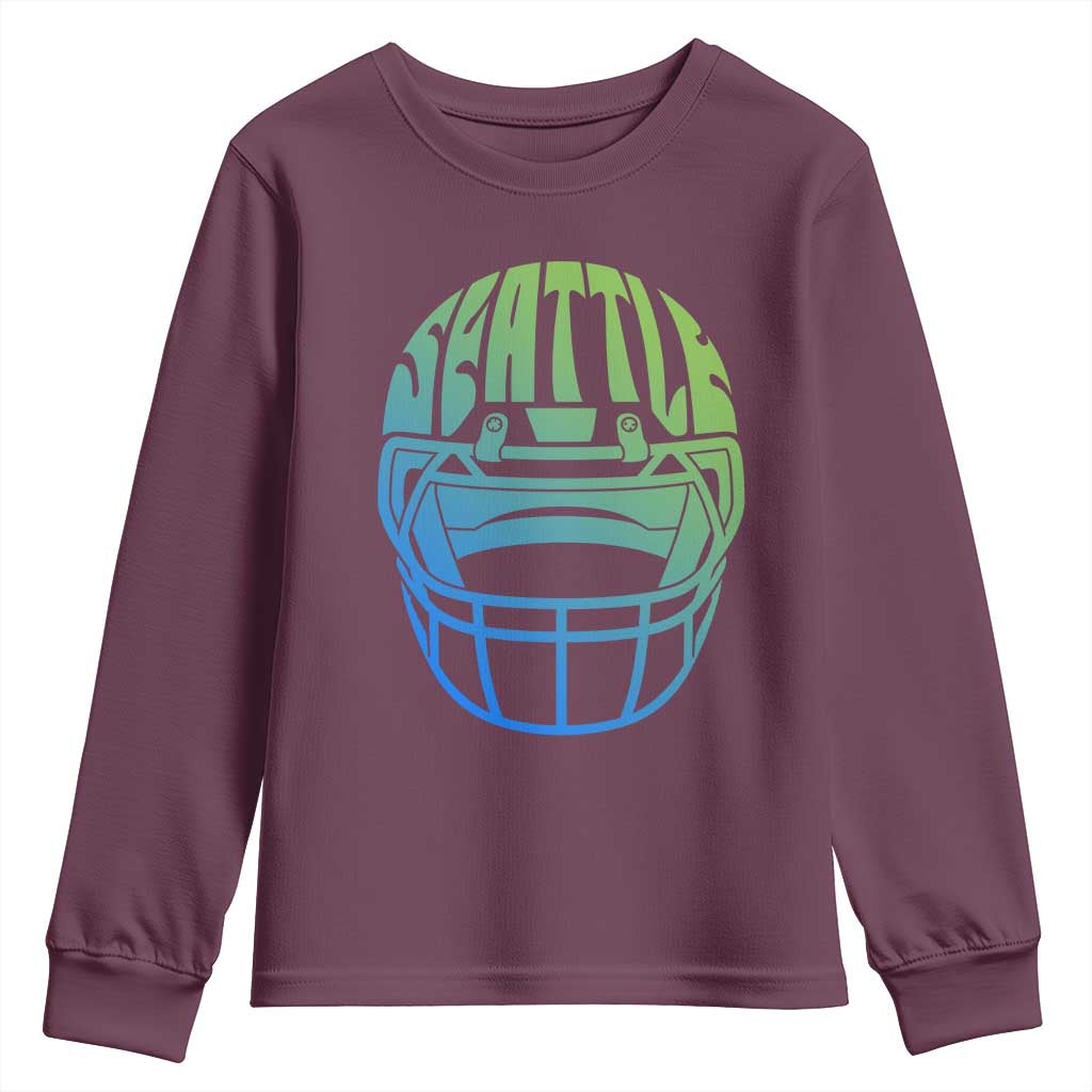 Seattle Northwest Fan Pride Youth Sweatshirt Vintage Football Helmet Sports Graphic