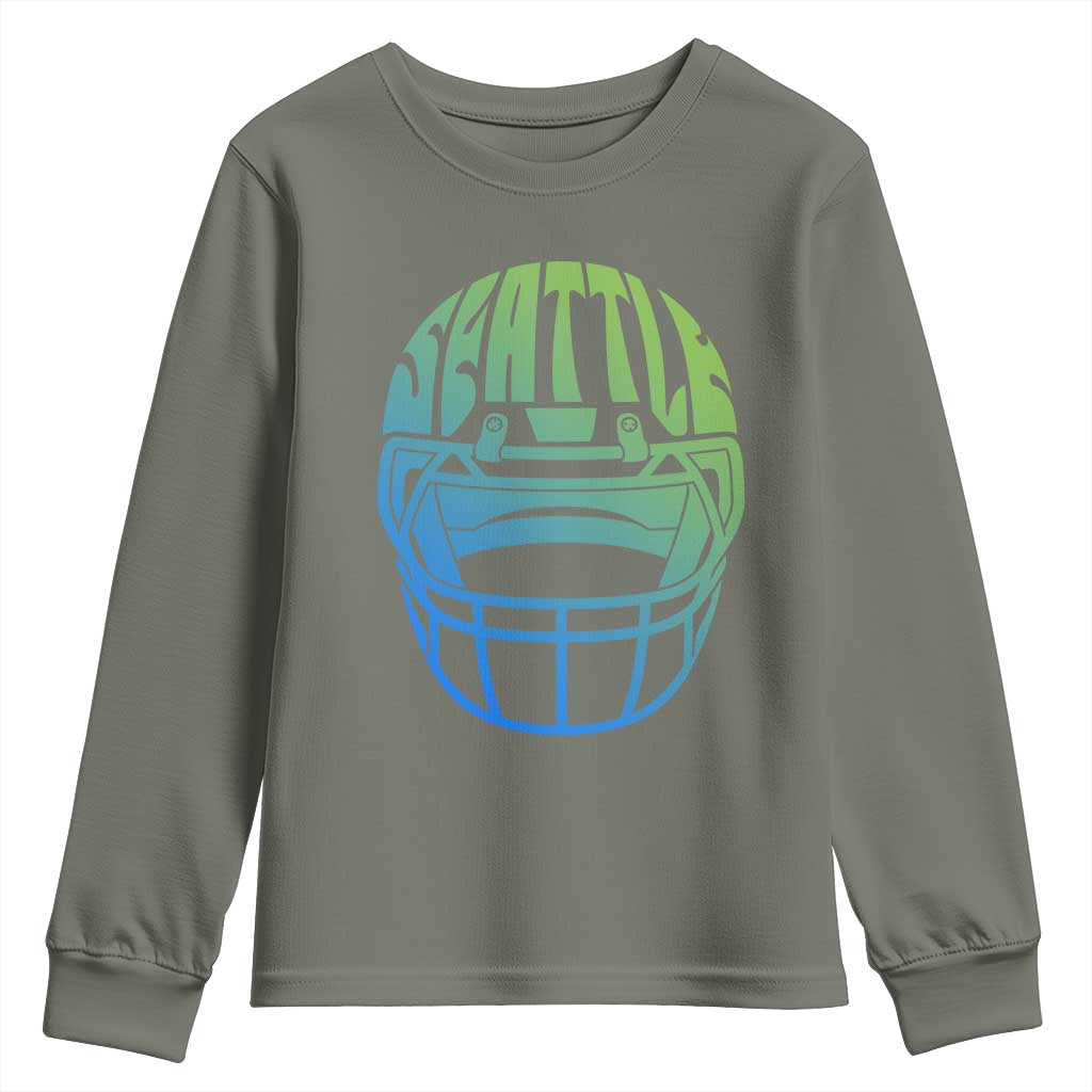 Seattle Northwest Fan Pride Youth Sweatshirt Vintage Football Helmet Sports Graphic