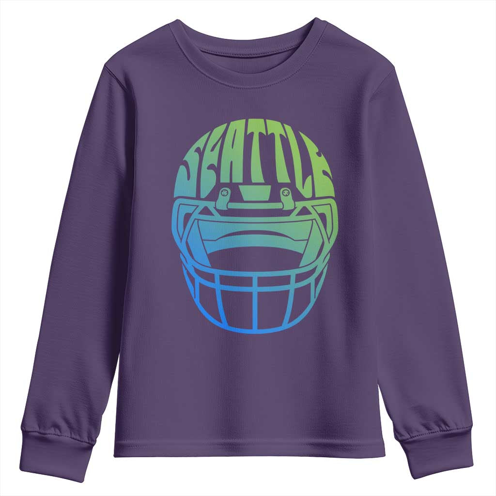 Seattle Northwest Fan Pride Youth Sweatshirt Vintage Football Helmet Sports Graphic