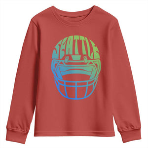 Seattle Northwest Fan Pride Youth Sweatshirt Vintage Football Helmet Sports Graphic
