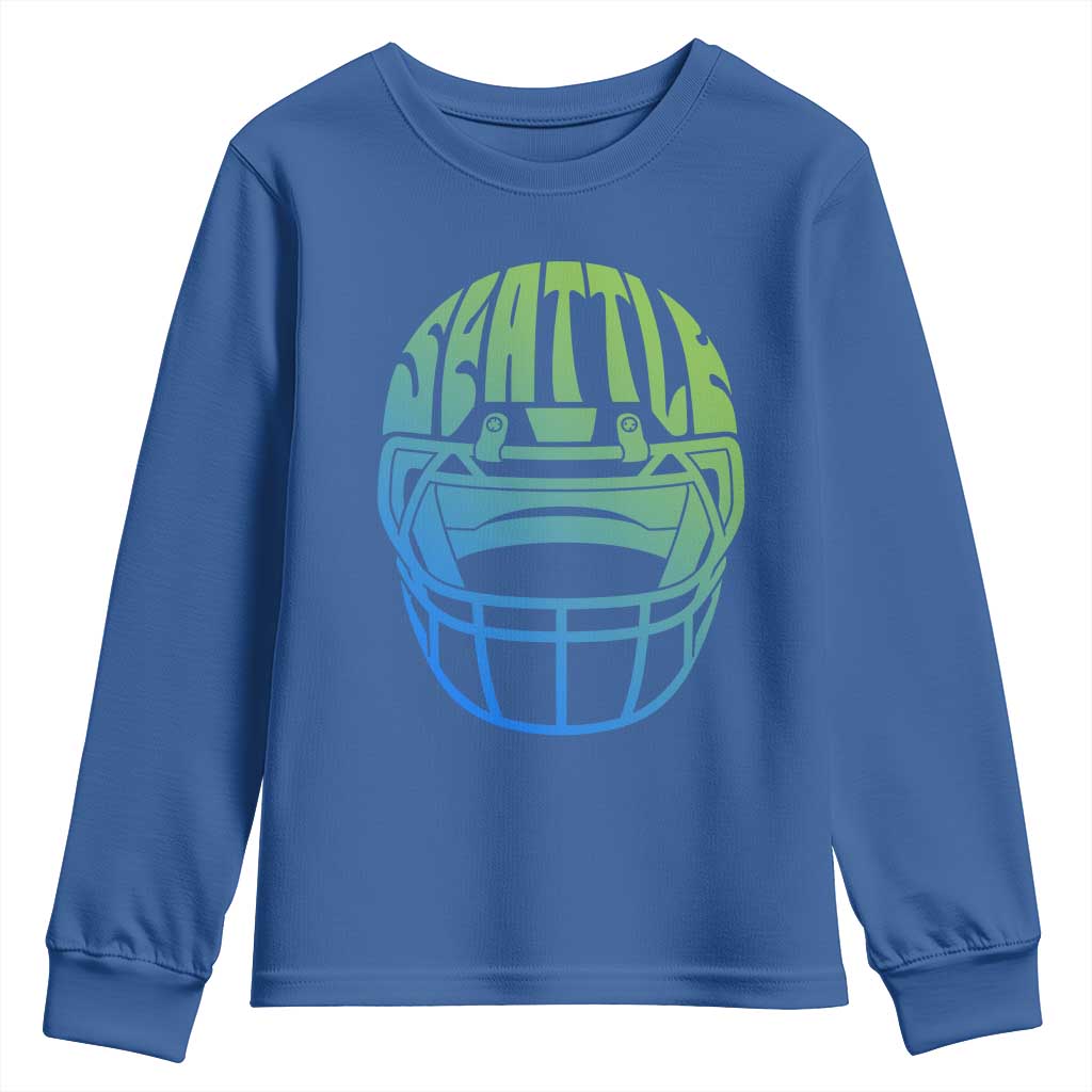 Seattle Northwest Fan Pride Youth Sweatshirt Vintage Football Helmet Sports Graphic TS12 Royal Blue Print Your Wear