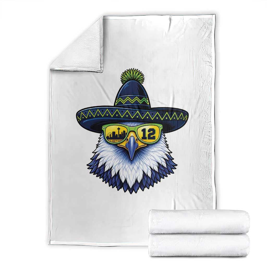 Sombrero Eagle With Neon Skyline Sunglasses Throw Blanket Emerald City Pride TS12 White Print Your Wear