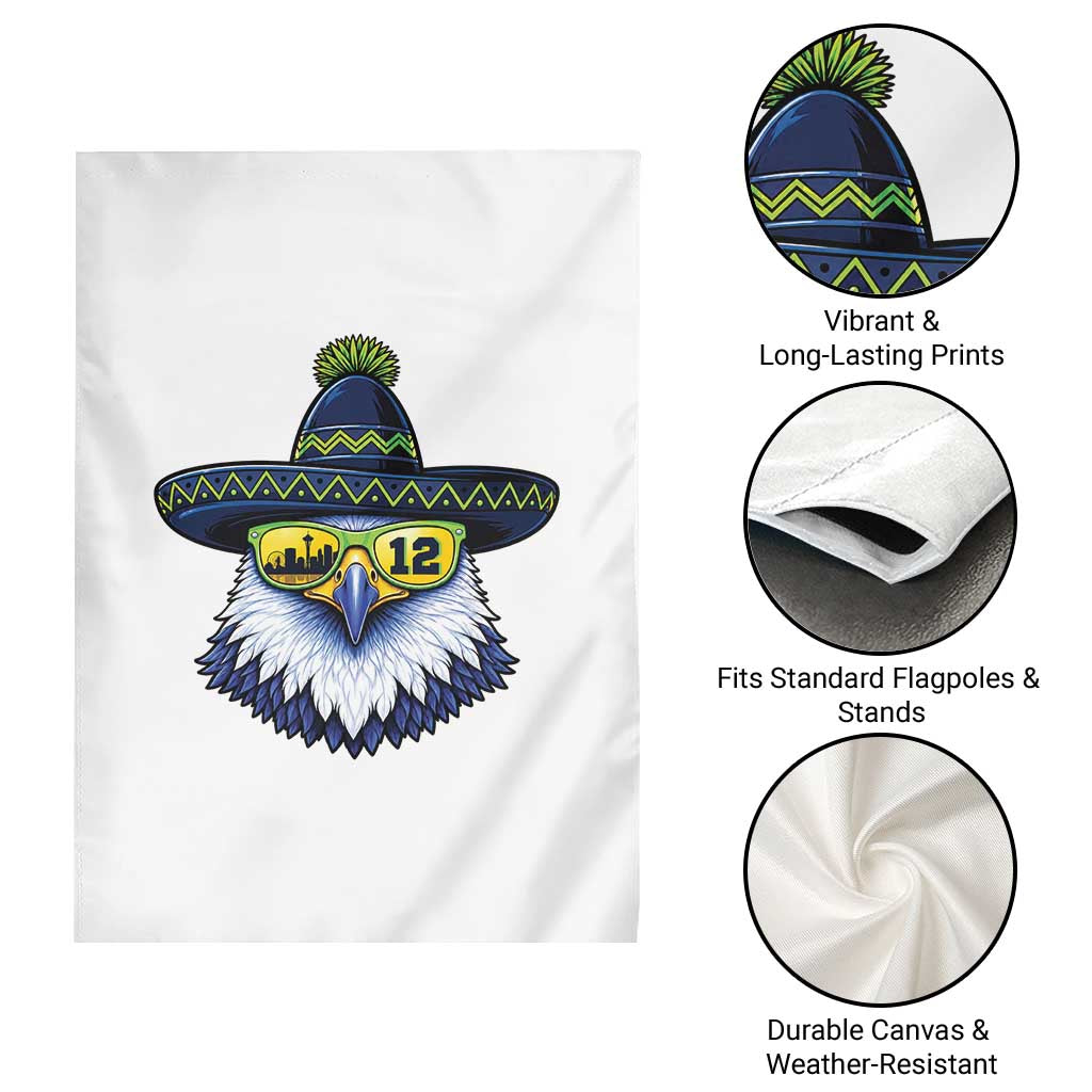 Sombrero Eagle With Neon Skyline Sunglasses Garden Flag Emerald City Pride