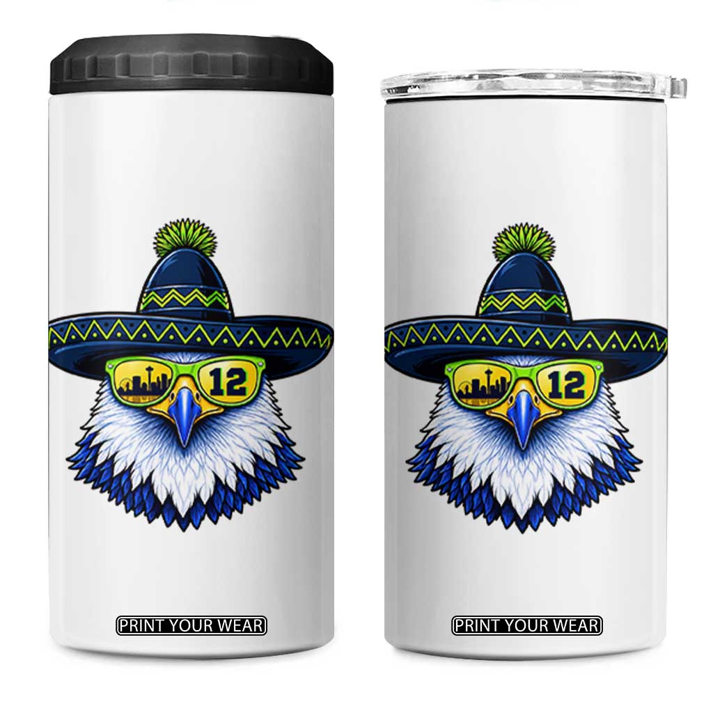 Sombrero Eagle With Neon Skyline Sunglasses 4 in 1 Can Cooler Tumbler Emerald City Pride TS12 One Size: 16 oz White Print Your Wear