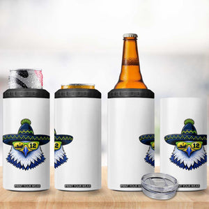Sombrero Eagle With Neon Skyline Sunglasses 4 in 1 Can Cooler Tumbler Emerald City Pride