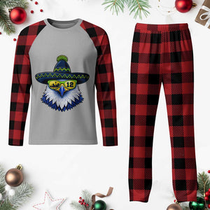 Sombrero Eagle With Neon Skyline Sunglasses Plaid Pajama Set Emerald City Pride