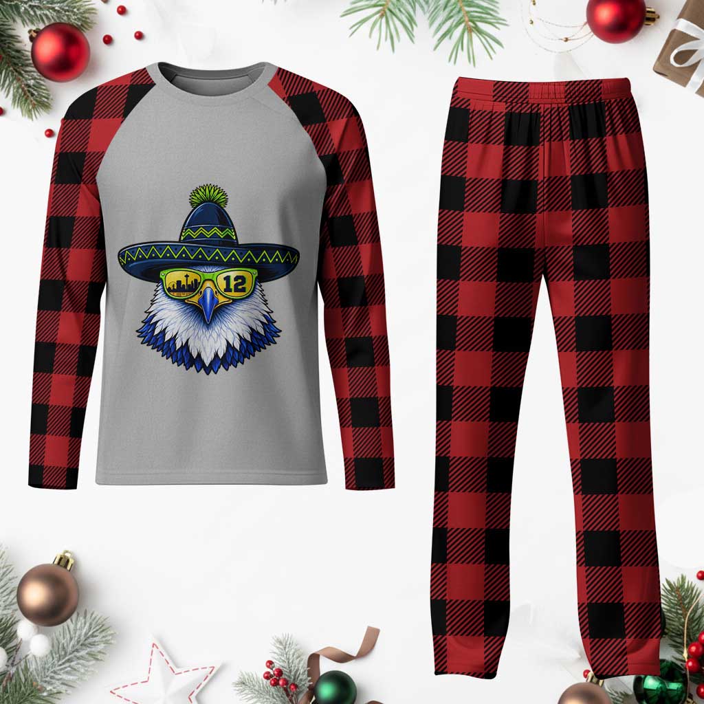 Sombrero Eagle With Neon Skyline Sunglasses Plaid Pajama Set Emerald City Pride TS12 Buffalo Plaid Print Your Wear