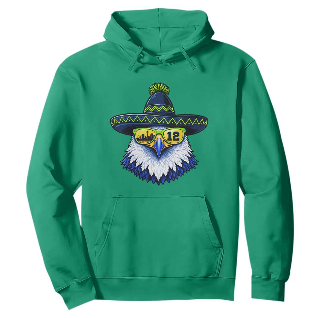 Sombrero Eagle With Neon Skyline Sunglasses Hoodie Emerald City Pride