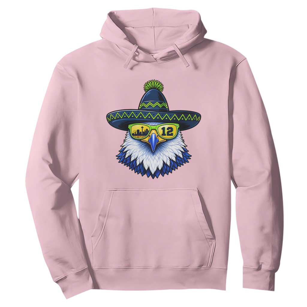 Sombrero Eagle With Neon Skyline Sunglasses Hoodie Emerald City Pride