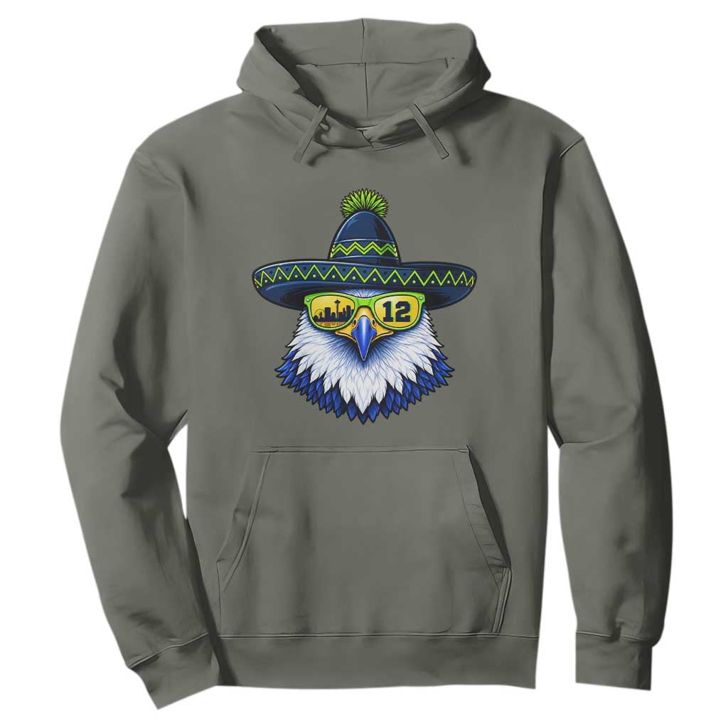 Sombrero Eagle With Neon Skyline Sunglasses Hoodie Emerald City Pride
