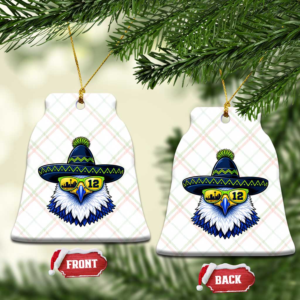 Sombrero Eagle With Neon Skyline Sunglasses Ceramic Ornament Emerald City Pride
