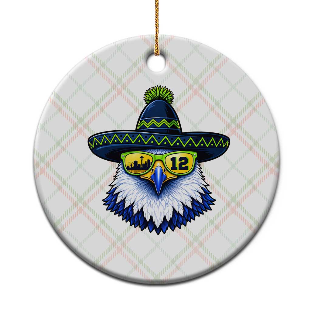 Sombrero Eagle With Neon Skyline Sunglasses Ceramic Ornament Emerald City Pride