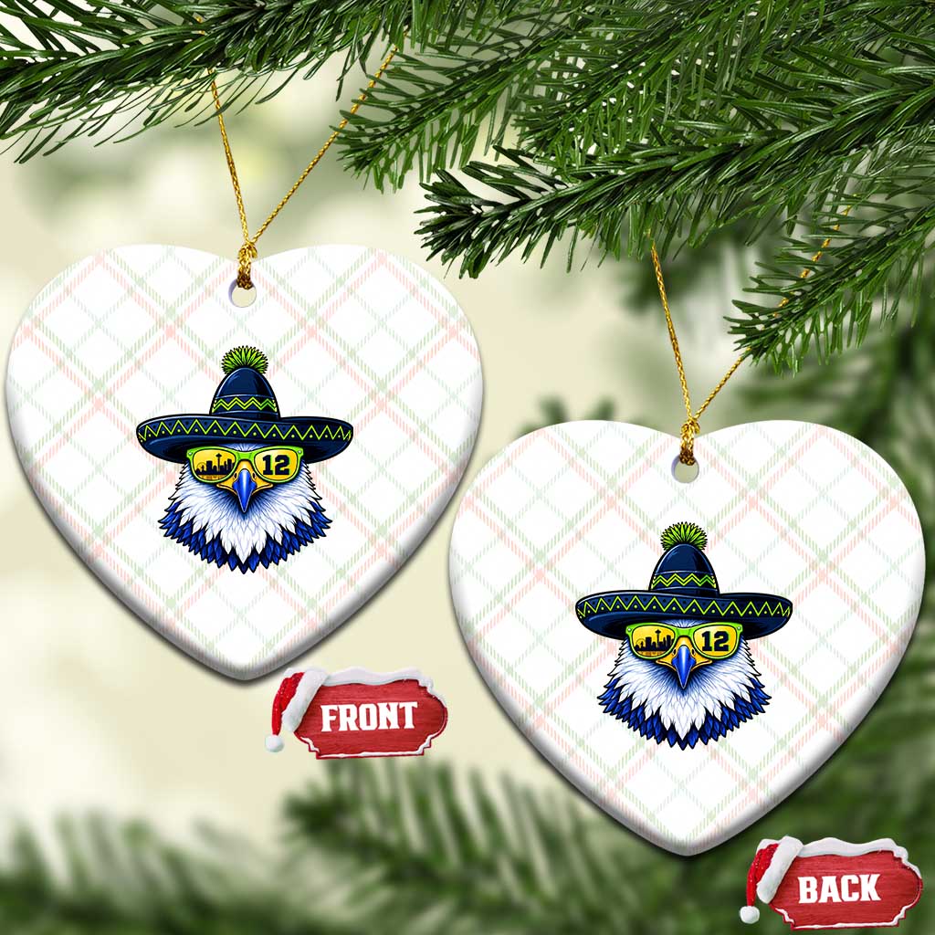Sombrero Eagle With Neon Skyline Sunglasses Ceramic Ornament Emerald City Pride