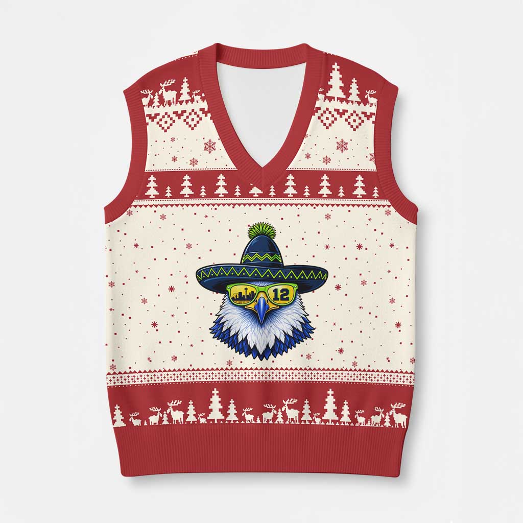 Sombrero Eagle With Neon Skyline Sunglasses V-Neck Knit Sweater Vest Emerald City Pride TS12 Beige Red Print Your Wear