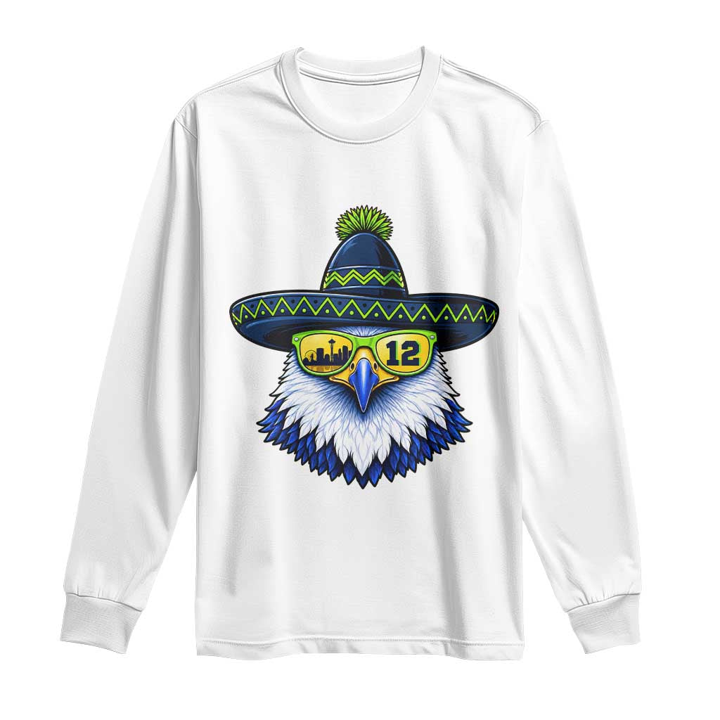 Sombrero Eagle With Neon Skyline Sunglasses Long Sleeve Shirt Emerald City Pride TS12 White Print Your Wear