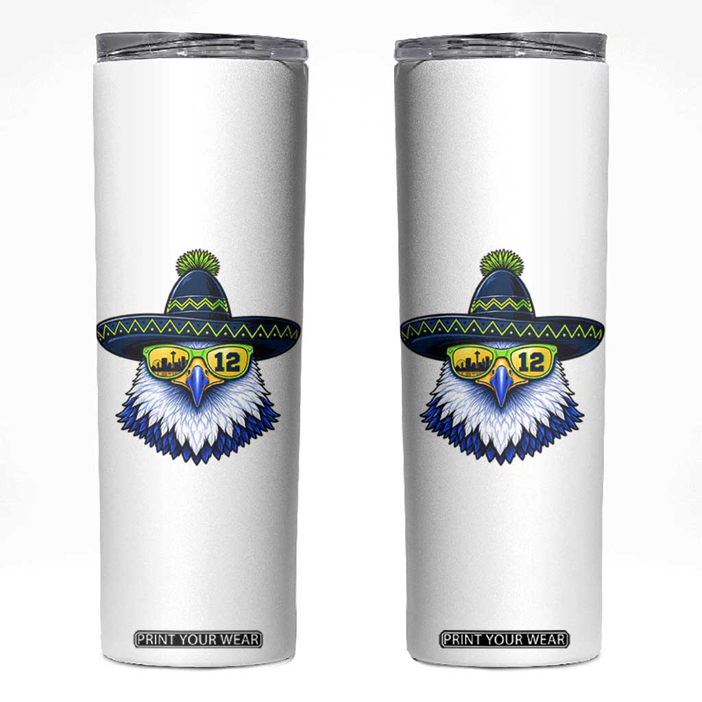 Sombrero Eagle With Neon Skyline Sunglasses Skinny Tumbler Emerald City Pride TS12 White Print Your Wear
