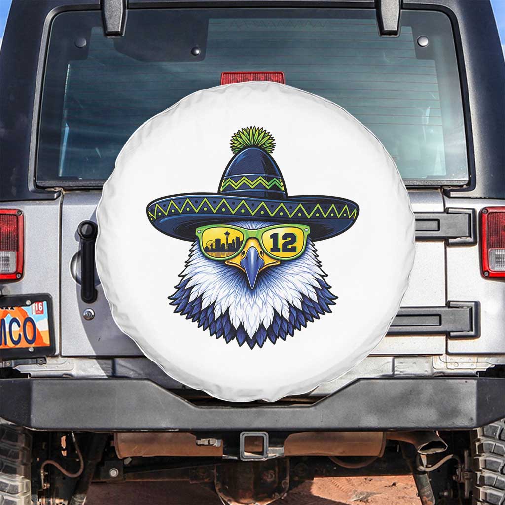 Sombrero Eagle With Neon Skyline Sunglasses Spare Tire Cover Emerald City Pride TS12 No hole White Print Your Wear