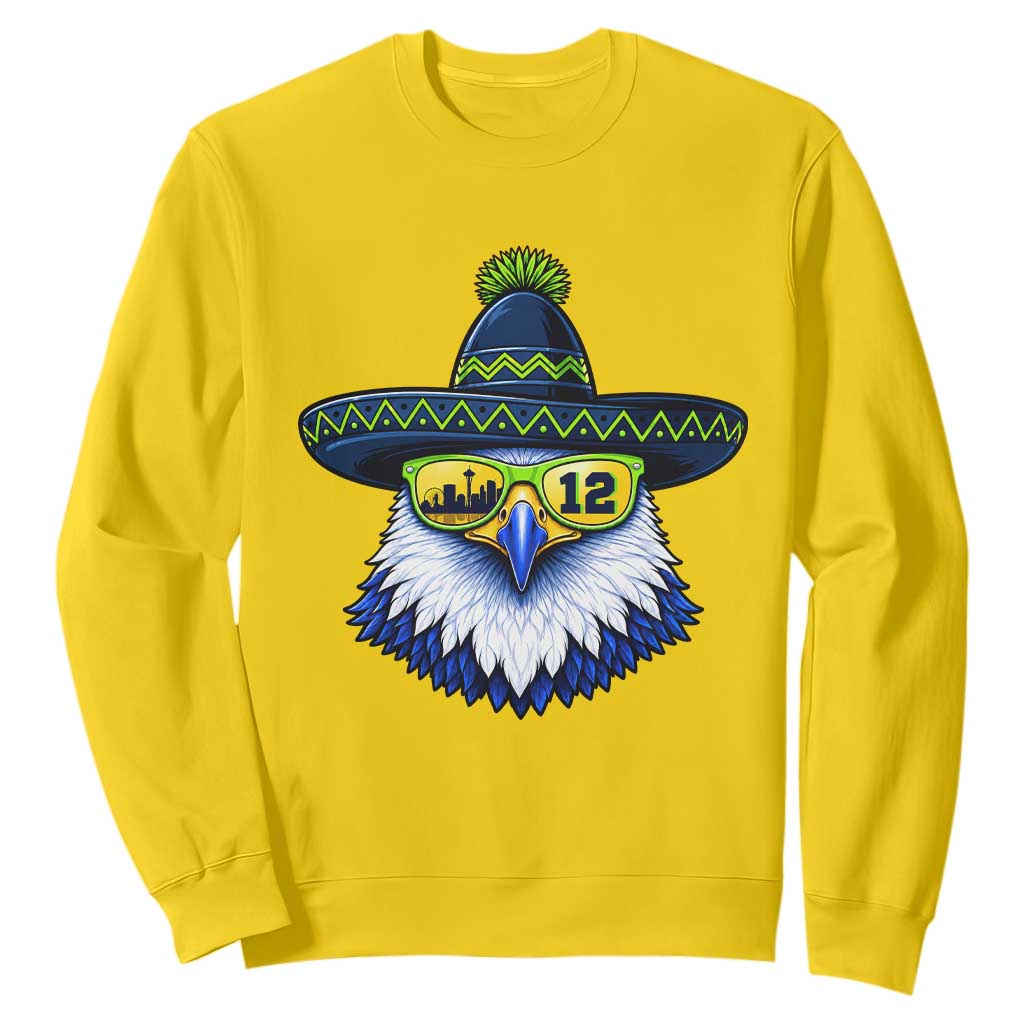 Sombrero Eagle With Neon Skyline Sunglasses Sweatshirt Emerald City Pride