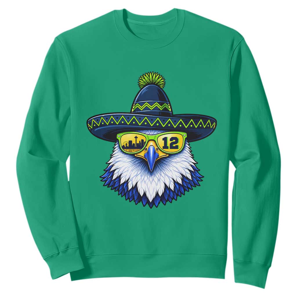 Sombrero Eagle With Neon Skyline Sunglasses Sweatshirt Emerald City Pride